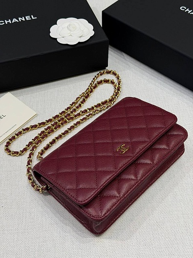 Кожаная сумка Chanel Wallet on Chain premium 19x12x4 см   