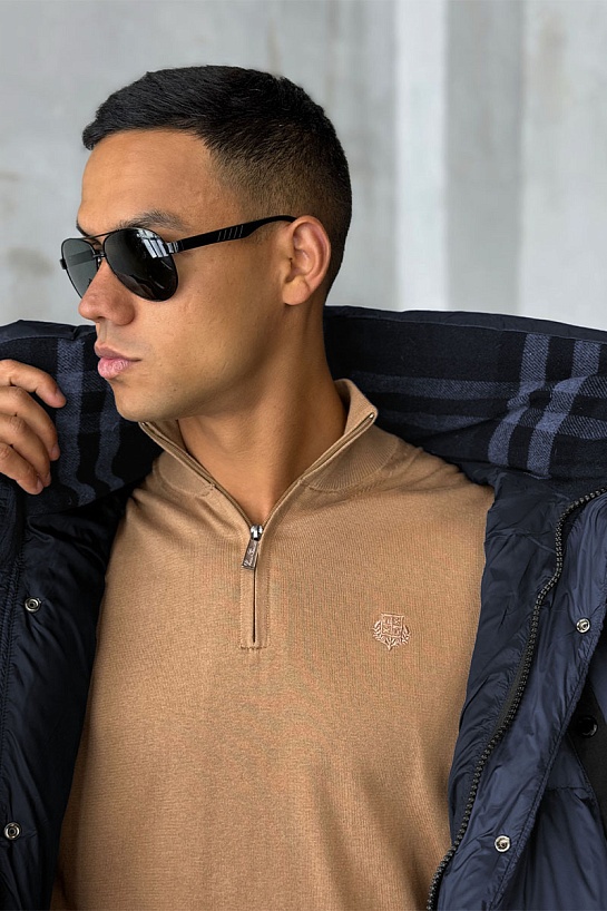 Удлинённый тёмно-синий пуховик Burberry Nylon logo-patch
