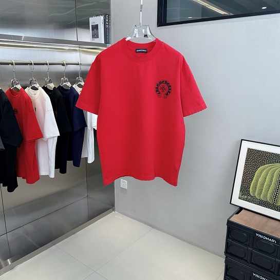 Красная оверсайз футболка Chrome Hearts Premium
