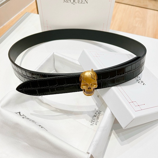 Кожаный ремень Alexander McQueen Skull Premium (ширина 3.5 см)