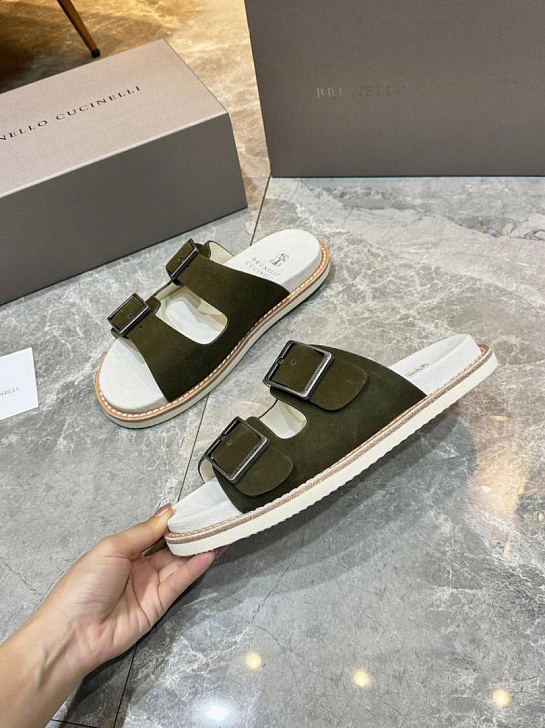 Замшевые шлёпанцы Brunello Cucinelli Urban