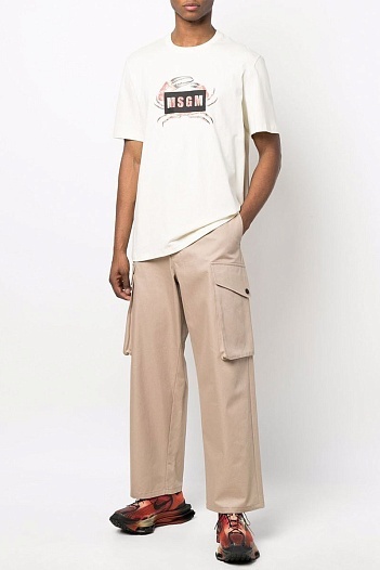 Белая оверсайз футболка MSGM Crab-print   