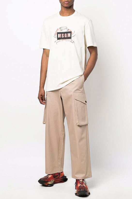 Белая оверсайз футболка MSGM Crab-print