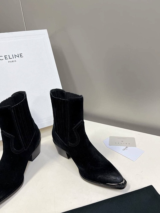 Женские замшевые сапоги Celine Premium - Black