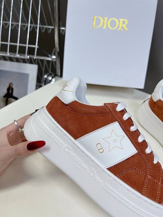 Женские комбинированные кроссовки  Dior Stars - Brown