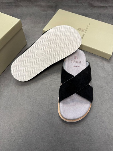 Замшевые шлёпанцы Brunello Cucinelli Crossover - Black   