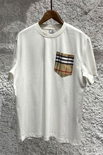 Белая оверсайз футболка Burberry Vintage Check pocket   
