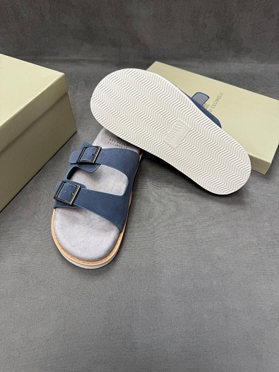 Замшевые шлёпанцы Brunello Cucinelli Urban - Blue   