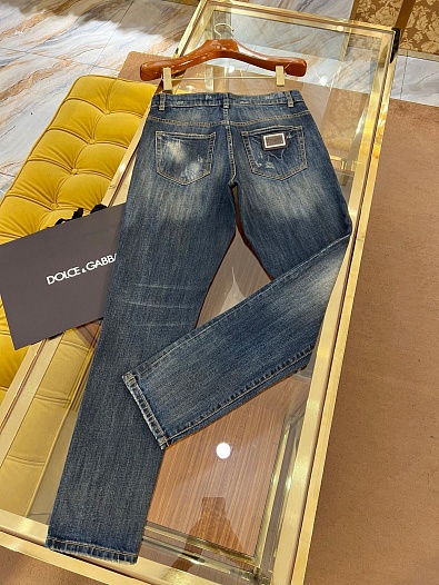 Мужские синие джинсы Dolce & Gabbana skinny fit Premium   