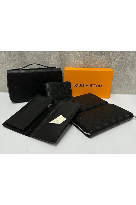Кожаный кошелёк Louis Vuitton Damier Infini 12x9 см