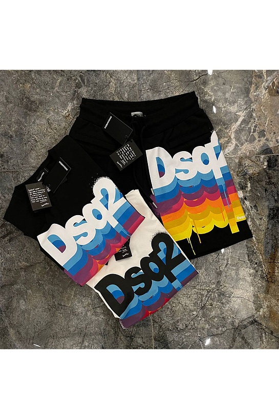 Чёрные мужские шорты Dsquared2 logo-print