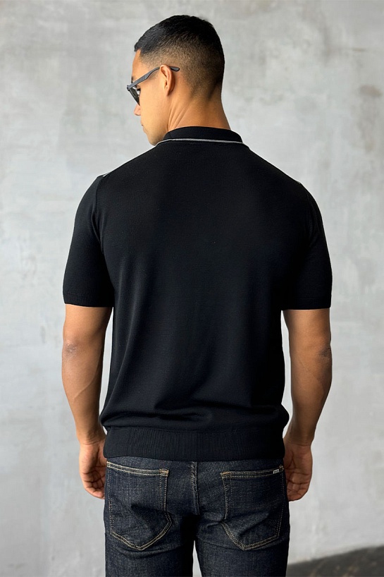 Мужское поло Stefano Ricci Eagle zip-neck - Black