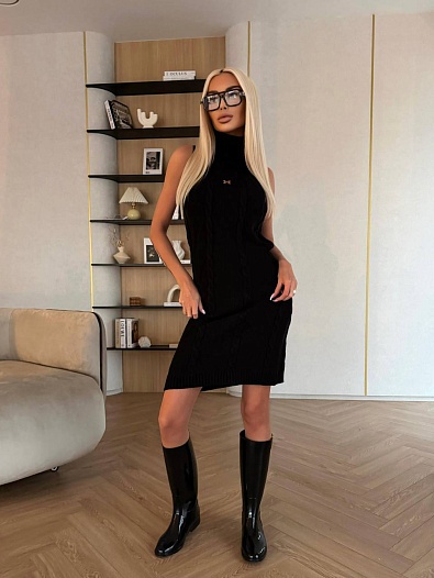 Женское вязаное платье Hermes Premium - Black   