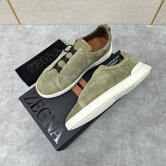 Мужские кроссовки Ermenegildo Zegna Triple Stitch Suede - Khaki