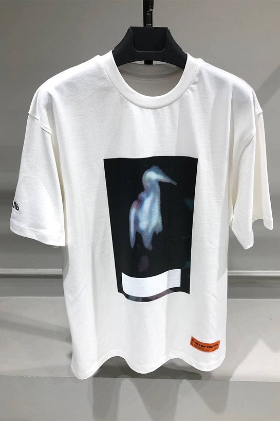 Белая оверсайз футболка Heron Preston Blurry Heron