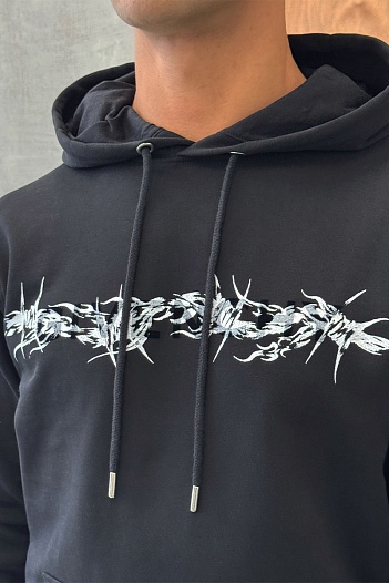 Мужское чёрное худи Givenchy Barbed Wire Flocked   
