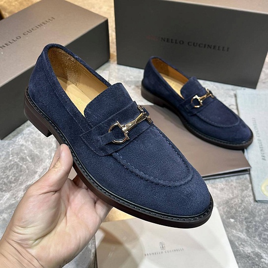 Замшевые лоферы Brunello Cucinelli Premium - Blue
