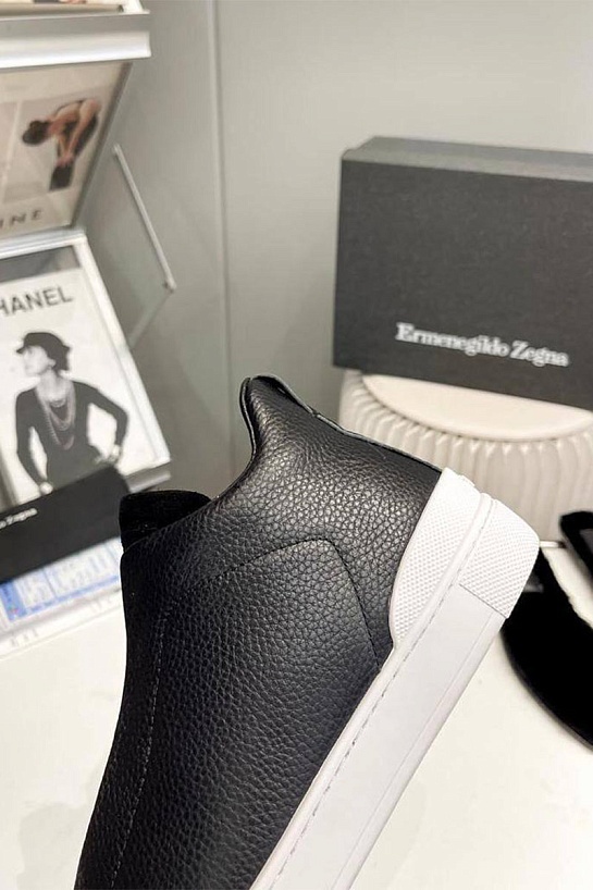 Кроссовки с мехом Ermenegildo Zegna Triple Stitch - Black