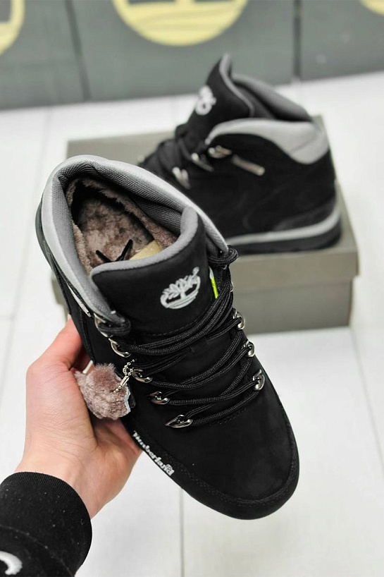 Мужские ботинки с мехом Timberland Euro Rock Hiker - Black / Grey