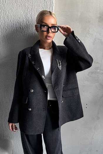 Женский шерстяной пиджак Chrome Hearts premium   