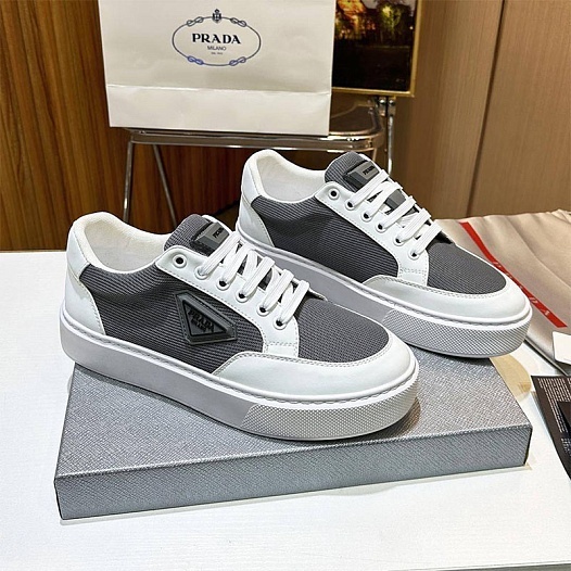 Мужские кроссовки Prada logo-plaque - White / Grey   