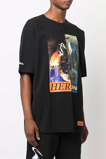 Чёрная оверсайз футболка Heron Preston Split Light Herons   