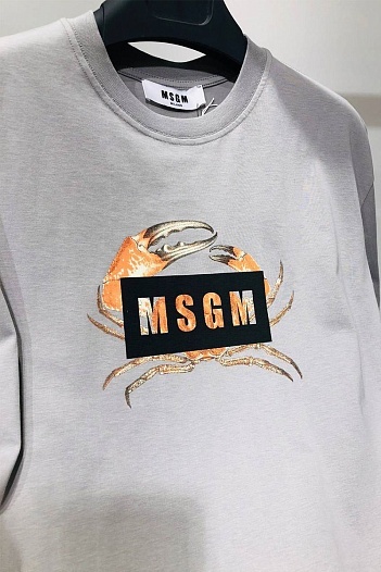 Серая оверсайз футболка MSGM Crab-print   