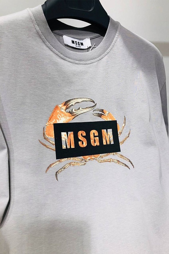 Серая оверсайз футболка MSGM Crab-print