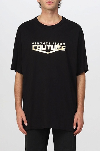 Чёрная футболка Versace Space gold logo-print   