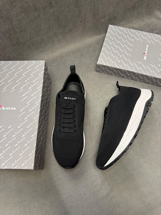 Текстильные кроссовки Kiton patterned-jacquard - Black