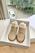 Женские замшевые кроссовки с мехом Prada Premium - Beige