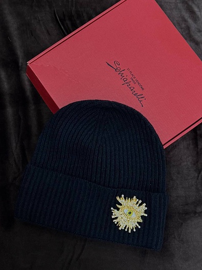 Женская шапка со съемной брошью Schiaparelli Premium - Black   