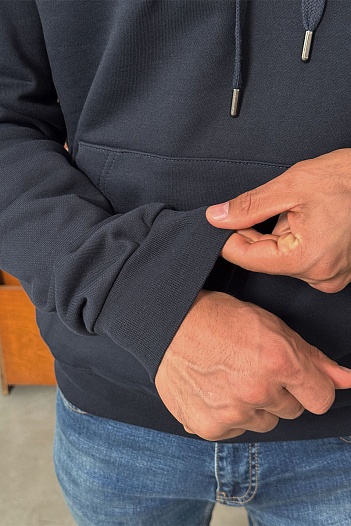 Мужское тёмно-синее худи Valentino logo-embroidered   