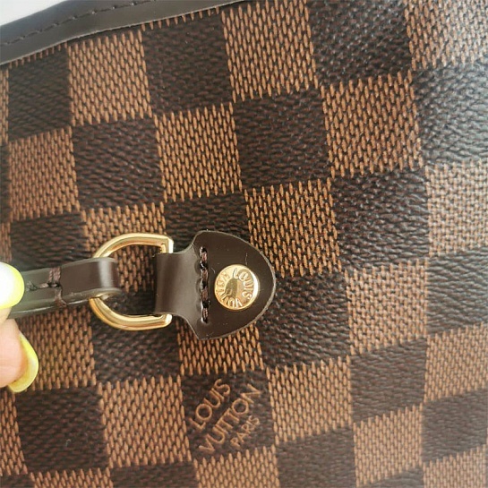 Женская кожаная сумка Louis Vuitton Neverfull MM Damier Ebene 33x30 см