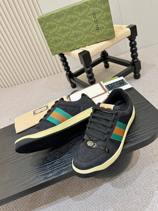 Комбинированные кроссовки Gucci GG Screener - Black