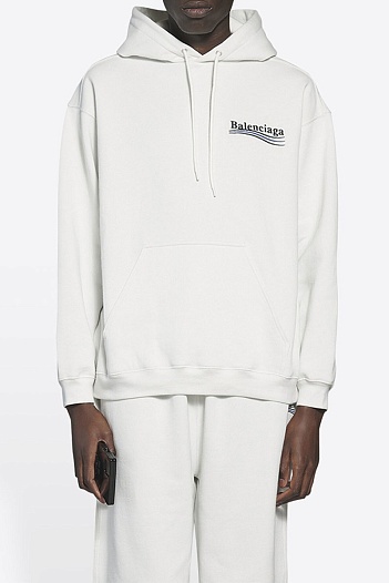 Оверсайз худи Balenciaga белого цвета   