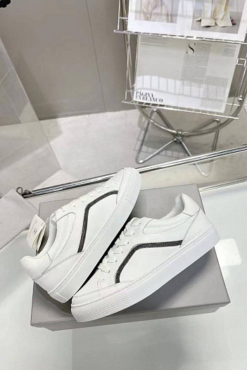 Женские замшевые кроссовки Brunello Cucinelli Premium - White   