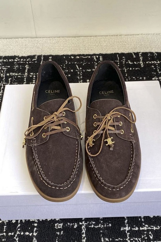 Женские замшевые лоферы Celine premium - Brown