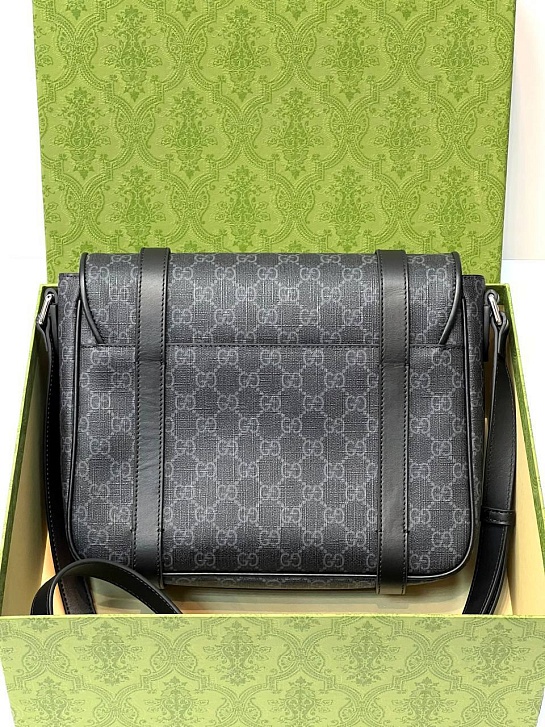 Кожаная сумка-мессенджер Gucci GG Premium 28x20x8 см - Black