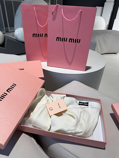 Женские кашемировые колготы MIU MIU белого цвета   