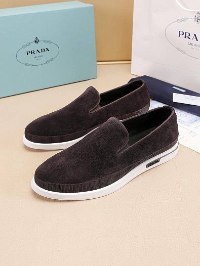 Мужские замшевые слипоны Prada Saint Tropez - Brown   