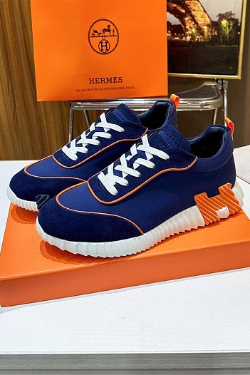 Мужские замшевые кроссовки Hermes Bouncing - Blue   