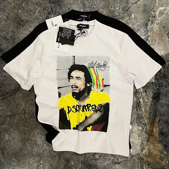 Белая оверсайз футболка Dsquared2 Bob Marley