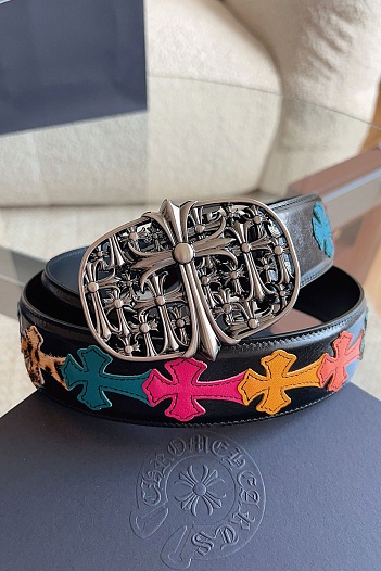 Кожаный ремень Chrome Hearts Cross Patch Cemetery premium   
