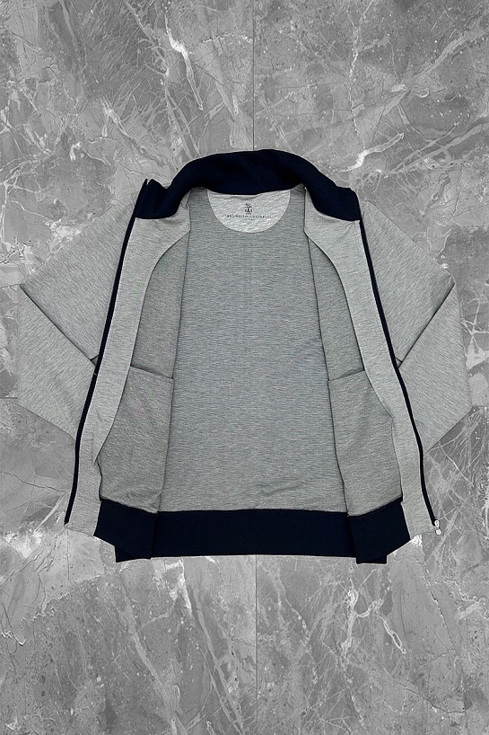 Кофта на молнии Brunello Cucinelli серого цвета