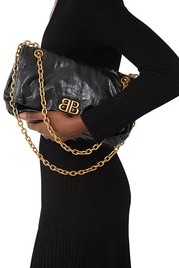 Кожаная сумка Balenciaga Monaco Chain 30x21 см - Gold   