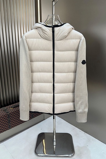 Мужская вязаная куртка Moncler logo-patch - Beige   