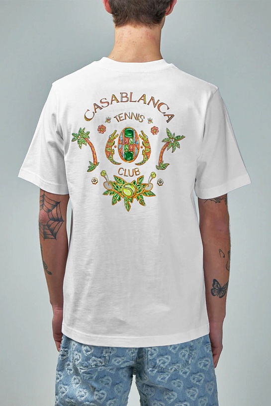 Белая футболка Casablanca Joyaux D'Afrique Tennis Club