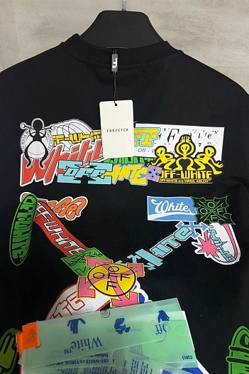 Чёрная оверсайз футболка Off-White logo-print   