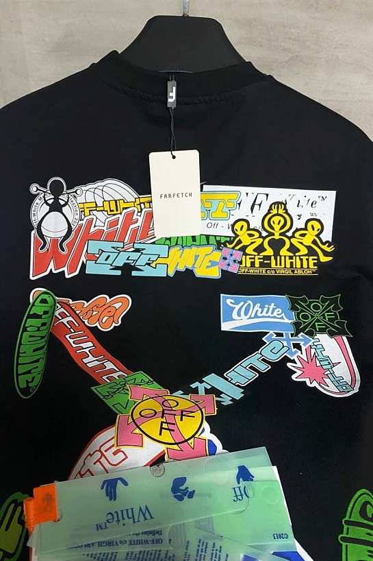 Чёрная оверсайз футболка Off-White logo-print